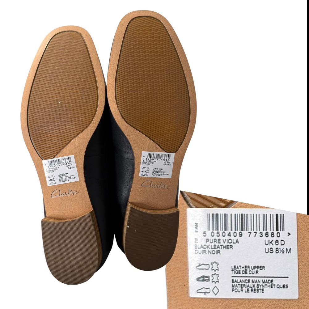 Clarks Black Leather Slip-On Loafers - Picture 2 of 8